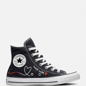 Converse Chuck Taylor All Star Love Thread Hi-Top Trainers - Black - UK 8