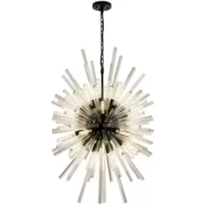 Luminosa Hornby 32 Light E27, Vertical Oval Ceiling Pendant Matt Black, Clear Glass