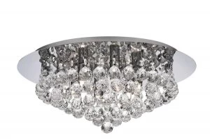 6 Light Semi Flush Ceiling Light Chrome with Crystals, G9