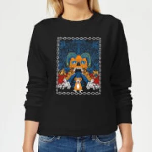 Mr Pickles Retro Print Womens Sweatshirt - Black - XS