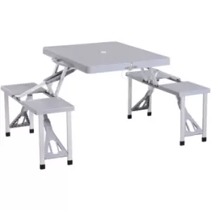 Outsunny - Portable Aluminium Picnic Table w/ 4 Seats Umbrella Hole Carry Case