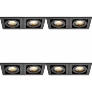 4 pack Twin Recessed Boxed Downlight - 2 x 50W GU10 Reflector - Matt Black