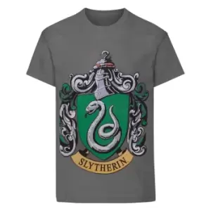 Harry Potter Official Boys Slytherin Crest T-Shirt (5-6 Years) (Charcoal)