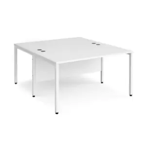 Office Desk 2 Person Rectangular Desk 1400mm White Tops With White Frames 1600mm Depth Maestro 25