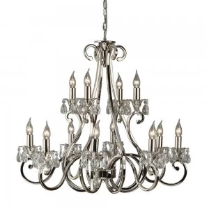 12 Light Chandelier Polished Nickel Plate Finish, E14