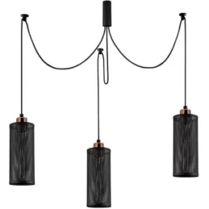 Cristal Model 13 Deco 3-Light Cluster Pendant Lamp Black Displaced