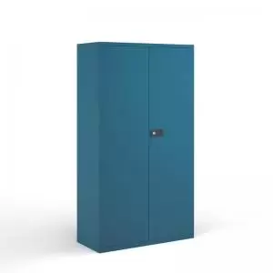 Steel contract cupboard with 3 shelves 1806mm high - blue