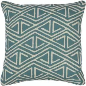 Nomi Monoprint Cushion Teal, Teal / 45 x 45cm / Polyester Filled