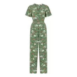 Yumi Green Daisy Jumpsuit With Angel Sleeves - Green