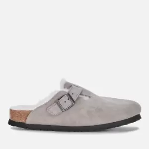 Birkenstock Womens Boston Suede/Shearling Mules - Stone Coin - UK 8