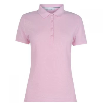 Calvin Klein Golf Sleeve Cotton Polo Shirt Ladies - Pale Pink