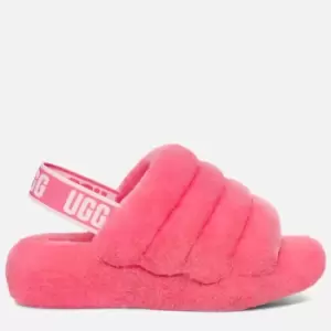 UGG Womens Fluff Yeah Slide Sheepskin Slippers - Pink Rose - UK 4