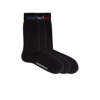 Emporio Armani 3 Pack Crew Socks - Black