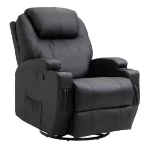 Homcom 8 Point Massage Recliner Chair Sofa Rocking Swivel With Remote Control PU Faux Leather Black