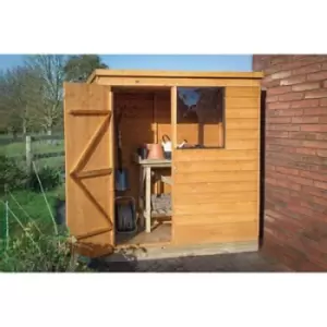 6X4 Pent Dip Treated Overlap Golden Brown Wooden Shed - Assembly Service Included