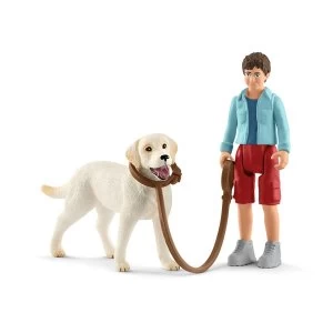 SCHLEICH Farm World Walking with Labrador Retriever Toy Figure Set