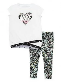 Nike Sportswear Toddler Girls Leggings Set - White/Black