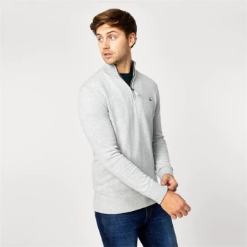 Jack Wills Funnel Neck Half Zip Jumper - Lt Ash Marl