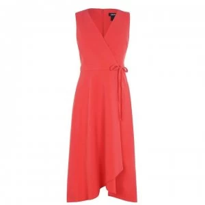 DKNY V Neck Midi Dress - Coral COR