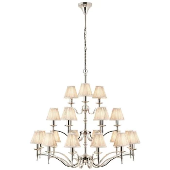 Interiors 1900 Lighting - Interiors Stanford Nickel - 21 Light Multi Arm Chandelier Polished Nickel Plate Finish, E14