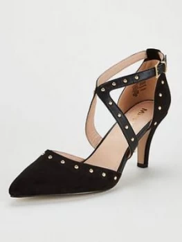 Miss Kg Cabe Studded Cross Strap Court Shoe - Black