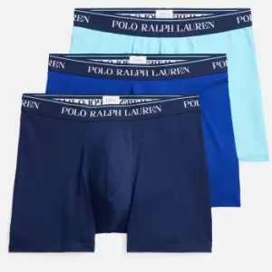 Polo Ralph Lauren Mens 3 Pack Boxer Briefs - French Turquoise/Newport Navy/Heather Royal - L