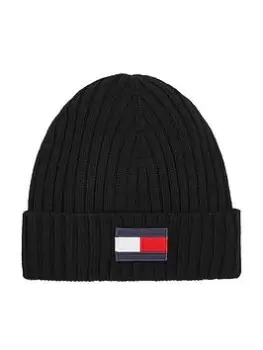 Tommy Hilfiger Kids Fleece Big Flag Beanie Hat - Black