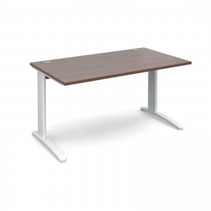 TR10 Straight Desk 1400mm x 800mm - White Frame Walnut Top