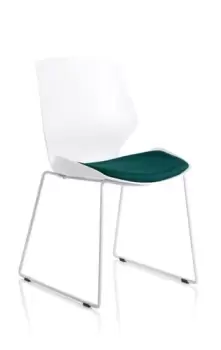 Florence Sled White Frame Bespoke Maringa Teal Fabric Visitor Chair