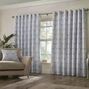 Paoletti Horto Eyelet Curtains (46in x 72in) (Blue) - Blue