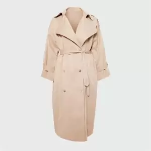 I Saw It First Plus Size Double Breasted Trench Coat - Brown