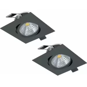 Loops - 2 pack Wall / Ceiling Flush Downlight Black Aluminium 6W Built in LED 2700K