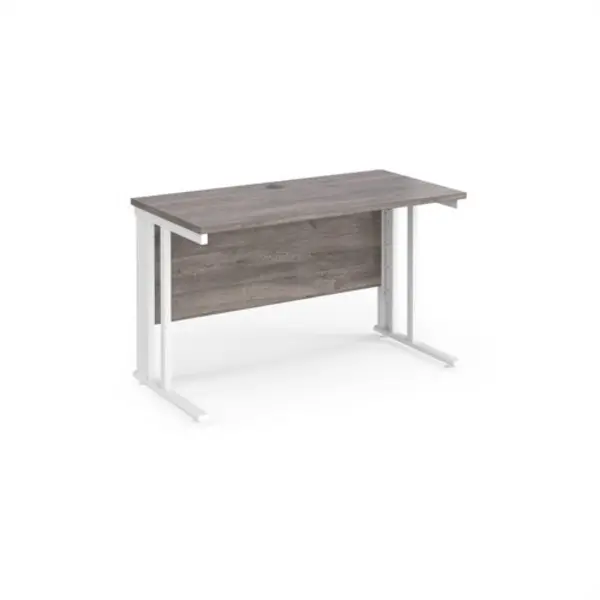 Maestro 25 straight desk 1200mm x 600mm - white cable managed leg frame, grey oak top