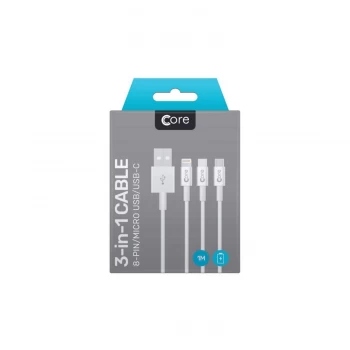 Core 3-in-1 Cable Type-C / Lightning / Micro USB 1M