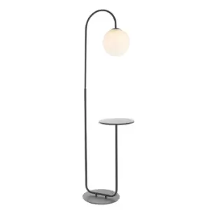 Frosinone Floor Lamp Satin Black Paint & Matt Opal Glass