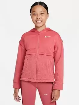 Nike Full Zip Hoodie - Pink/White, Size L, Women