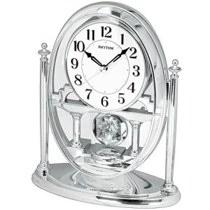 Rhythm Silver Oval Mantel Clock - Crystals From Swarovski?