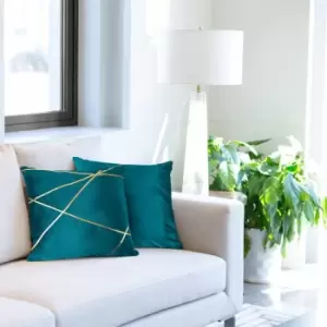 Emma Barclay - Vancouver Geometric Velvet Cushion Cover, Emerald, 43 x 43 Cm