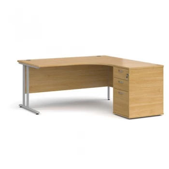 Maestro 25 right hand ergonomic desk 1600mm with silver cantilever