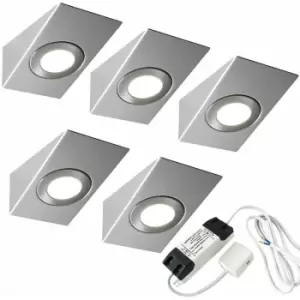 5x brushed nickel Wedge Surface Under Cabinet Kitchen Light & Driver Kit - Natural White led