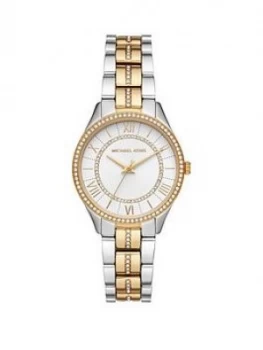 Michael Kors Mk4454 Lauryn Silver And Gold Detail Dial Two Tone Stainless Steel Bracelet Ladies Watch