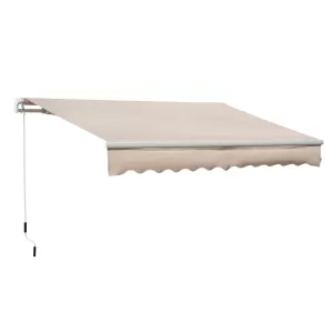 Outsunny 4x2.5m Retractable Manual Awning Window Door Sun Shade Canopy with Fittings and Crank Handle Beige