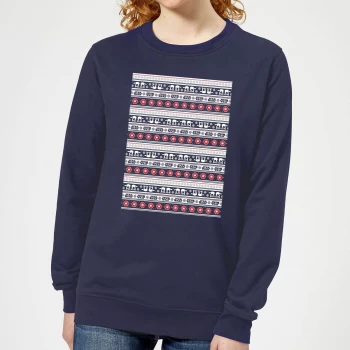 Star Wars AT-AT Pattern Womens Christmas Sweatshirt - Navy - XS - Navy