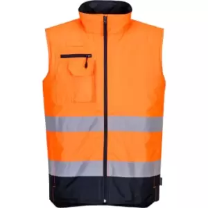 Oxford Weave 300D Class 2 Two Tone Hi Vis Bodywarmer Orange / Navy L