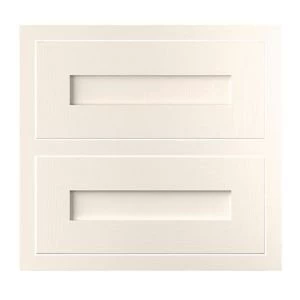 Cooke Lewis Carisbrooke Ivory Framed Tower drawer front W600mm Set of 2