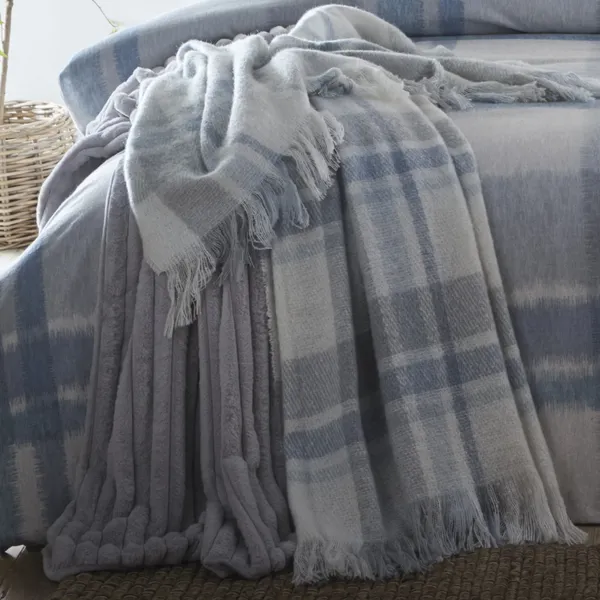 Appletree Verbier Faux Mohair Throw 130cm x 180cm Blue