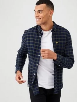 Lyle & Scott Check Flannel Shirt - Navy/Khaki