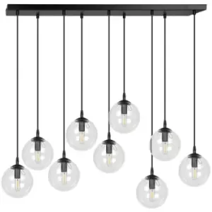 Emibig Cosmo Black Globe Cluster Pendant Ceiling Light with Clear Glass Shades, 9x E14