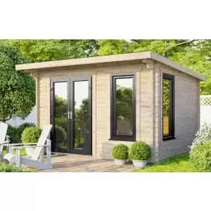 Power Sheds 12 x 8ft Left Hand Door Pent Notched Logs Log Cabin