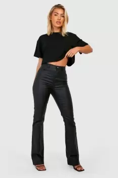 Coated High Waisted Flared Jeans